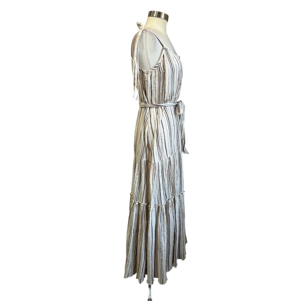 Veronica Beard Michi Metallic Stripe Maxi Dress Elegant Occasion Size Large - Picture 4 of 11